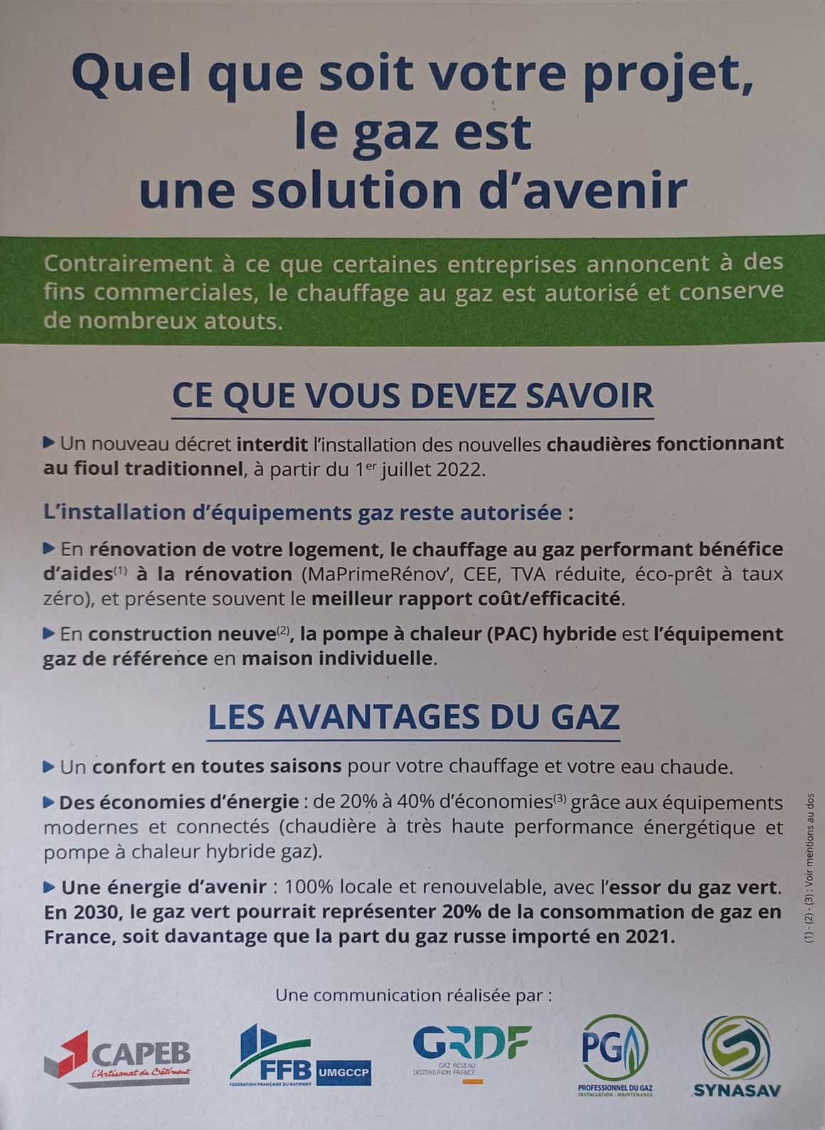 Affiche : quel que soit votre projet, le gaz est une solution d'avenir